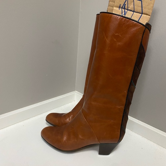 GOOD CONDITION CALDERONE MADE IN ITALY HIGH LEATHER BOOTS - 36.5 - Picture 3 of 13